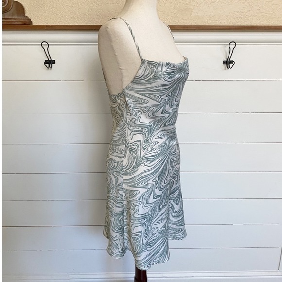Audrey 3+1 Forest Green‎ & White Marble Mini Slip Dress - S - Picture 4 of 9